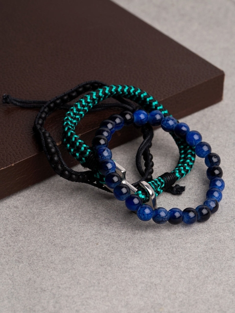 

Dare by Voylla Set Of 3 Bold Hint Beaded Gypsy Bracelets For Men, Black