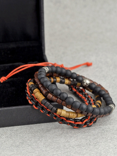 

Dare by Voylla Men Set of 4 Multicoloured Handcrafted Bracelets, Multi