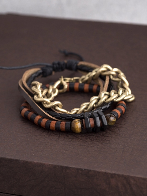 

Dare by Voylla Set Of 3 Bold Hint Beaded Gypsy Bracelets For Men, Multi