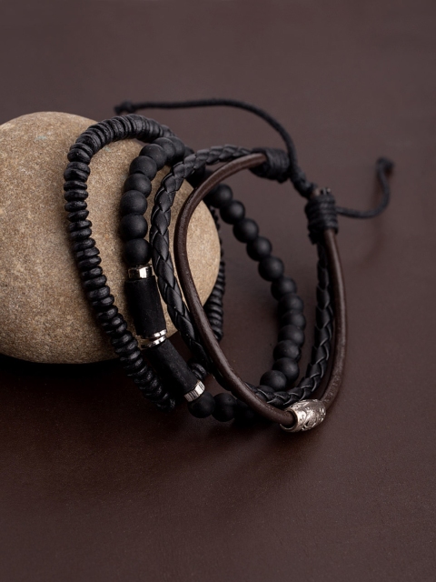 

Dare by Voylla Men Set of 3 Multicoloured Handcrafted Leather Bracelets, Multi