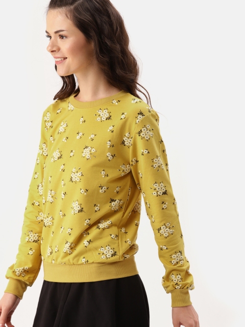 

DressBerry Women Mustard Yellow Printed Sweatshirt