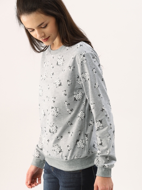 

DressBerry Women Grey Melange Printed Sweatshirt