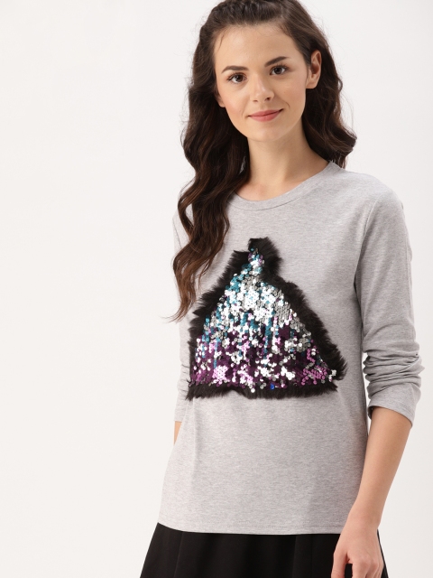

DressBerry Women Grey Sequinned Sweatshirt