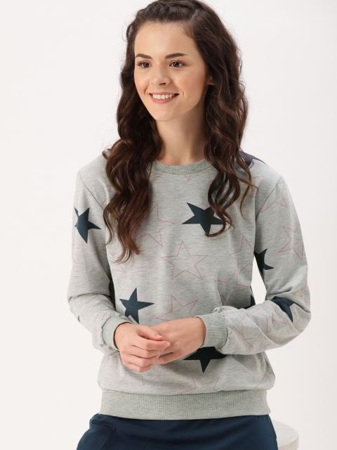 

DressBerry Women Grey Melange Printed Round Neck T-shirt