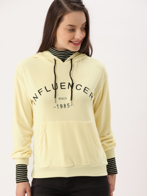 

DressBerry Women Cream-Coloured Solid Velvet Sweatshirt