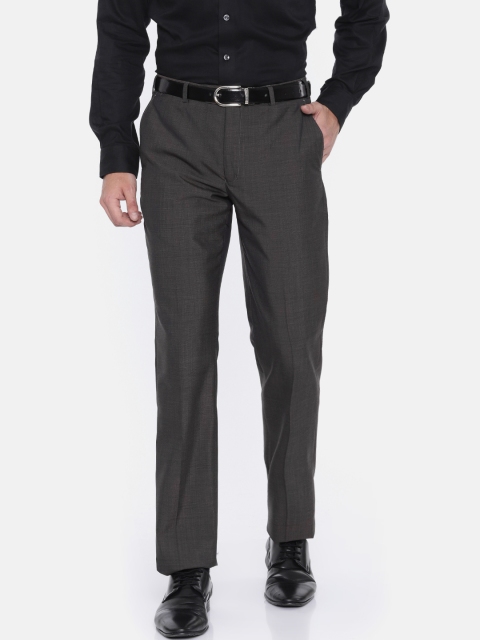 

Park Avenue Men Brown & Black Smart Slim Fit Self-Design Formal Trousers