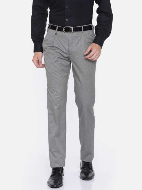 

Park Avenue Men Grey Super Slim Fit Solid Formal Trousers