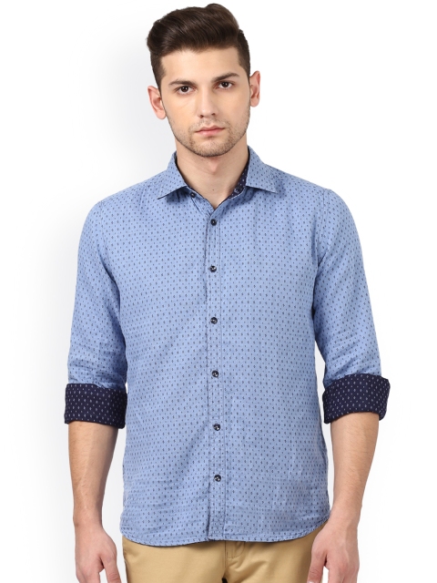 

Parx Men Blue Slim Fit Printed Reversible Casual Shirt