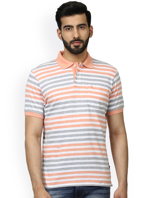 

Parx Men Orange Striped Polo Collar T-shirt