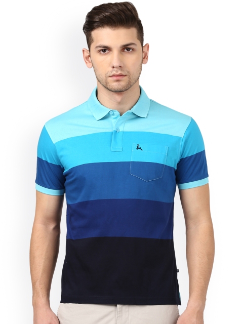 

Parx Men Blue Colourblocked Polo Collar T-shirt