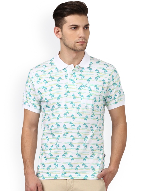

Parx Men Green Printed Polo Collar T-shirt, White