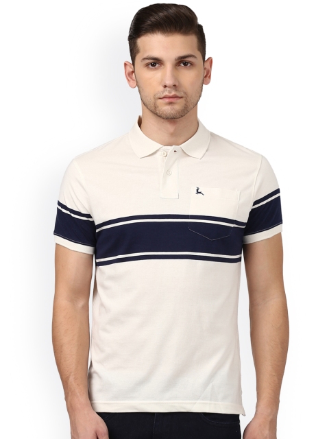 

Parx Men White Colourblocked Polo Collar T-shirt