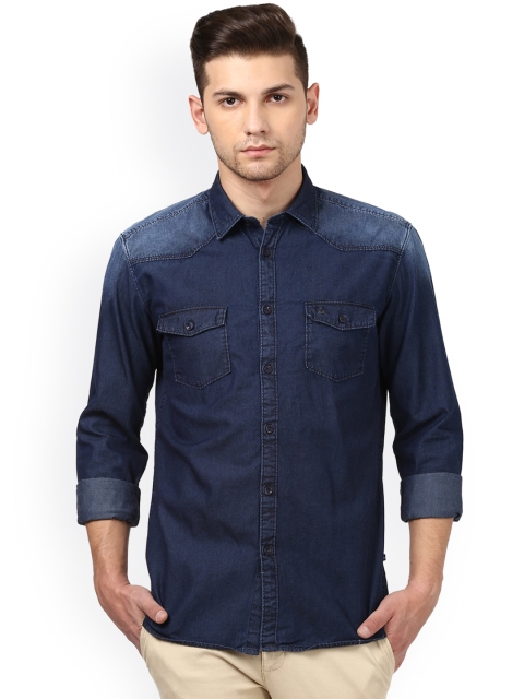 

Parx Men Blue Slim Fit Faded Denim Casual Shirt