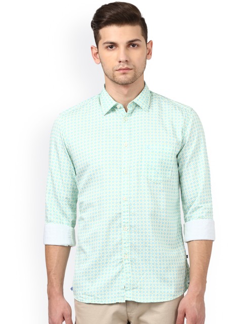 

Parx Men Sea Green Slim Fit Printed Casual Shirt