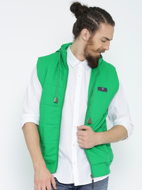 

SPYKAR Men Green Padded Sleeveless Jacket