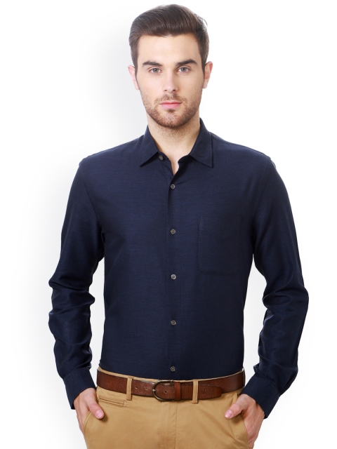 

Peter England Elite Men Blue Slim Fit Self Design Formal Shirt