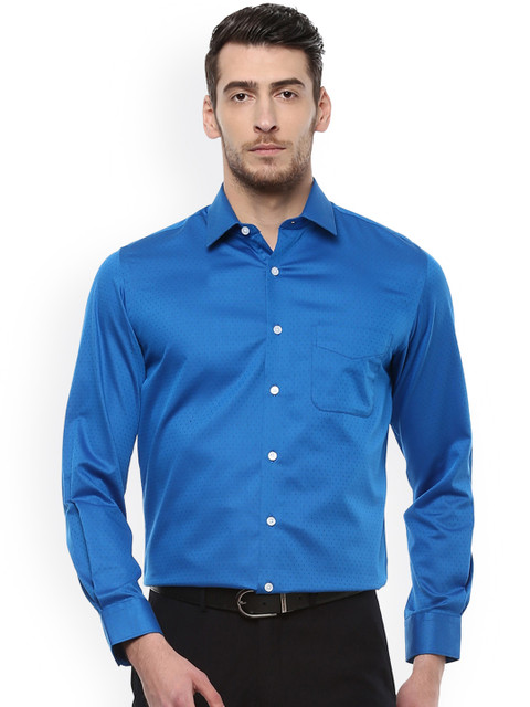 

Peter England Elite Men Blue Slim Fit Self Design Casual Shirt