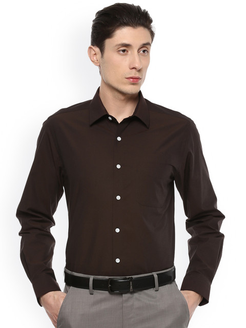 

Peter England Elite Men Brown Regular Fit Self Design Formal Shirt