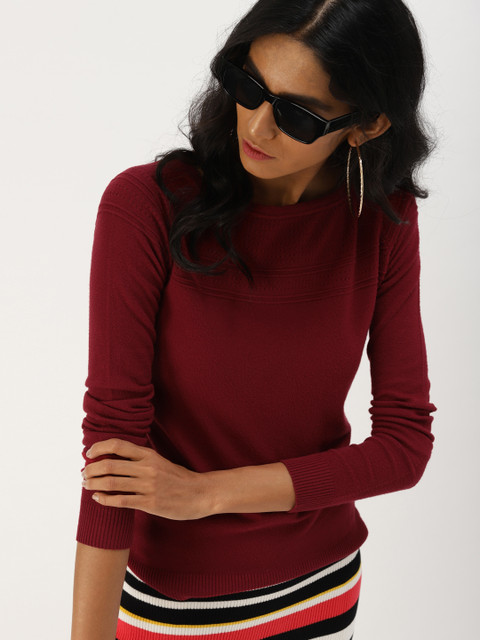 

DressBerry Women Maroon Solid Pullover