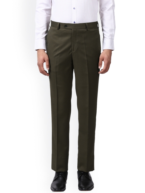 

Raymond Men Olive Green Regular Fit Solid Formal Trousers