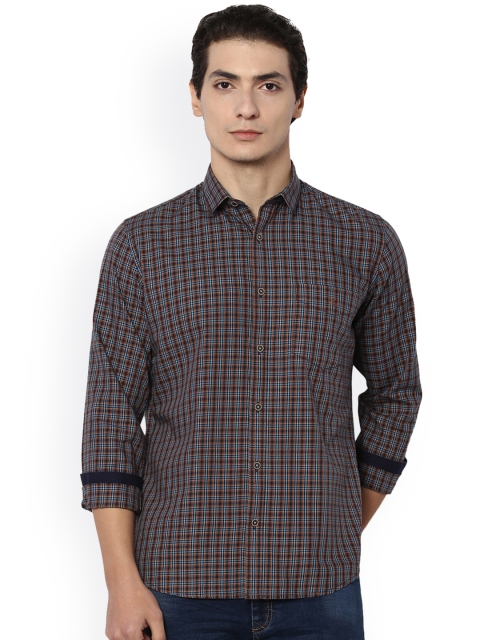 

Van Heusen Sport Men Brown & Blue Slim Fit Checked Casual Shirt