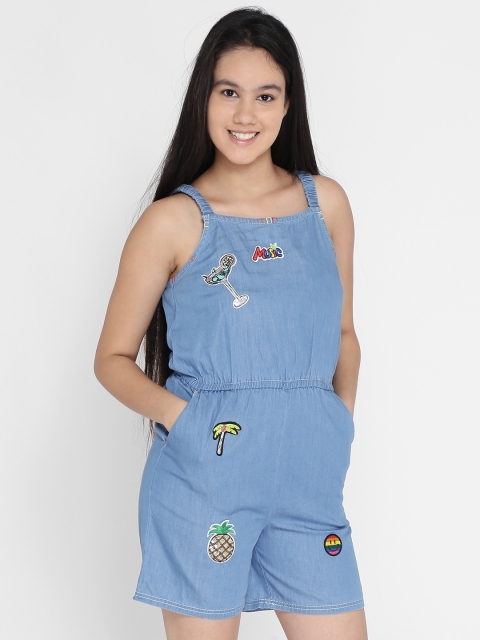 

Natilene Blue Solid Playsuit