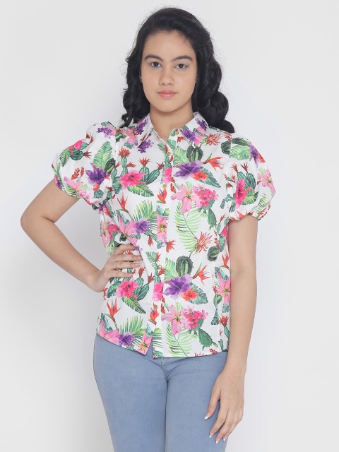 

Natilene Girls Off-White Regular Fit Printed Casual Shirt