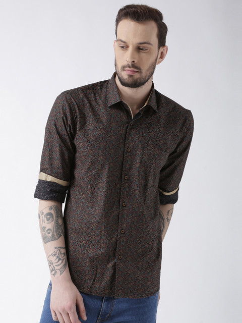 

TABARD Men Brown Smart Slim Fit Printed Casual Shirt