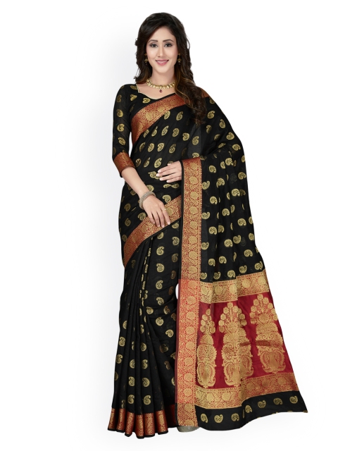 

Saree Swarg Black Cotton Blend Woven Design Banarasi Saree