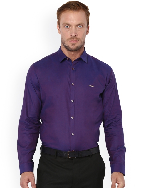 

V Dot Men Purple Slim Fit Solid Formal Shirt