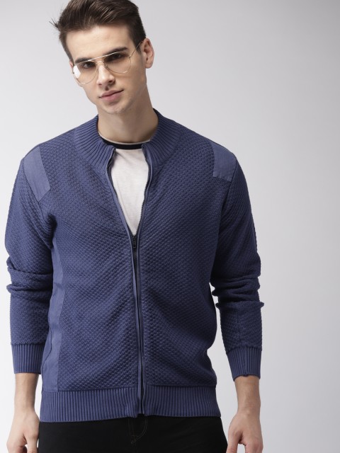 

Mast & Harbour Men Violet Self Design Cardigan