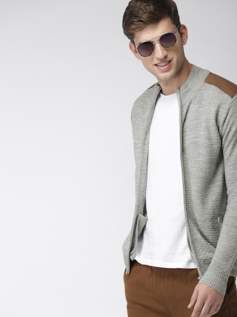 

Mast & Harbour Men Grey Self Design Cardigan