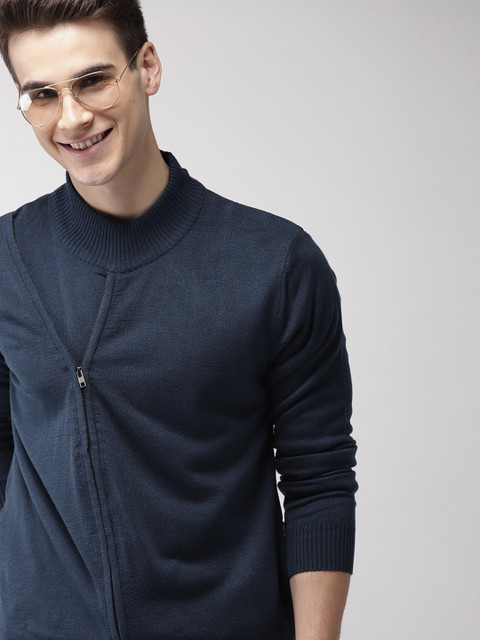 

Mast & Harbour Men Navy Blue Solid Pullover