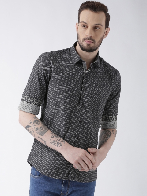 

TABARD Men Black Smart Slim Fit Printed Casual Shirt