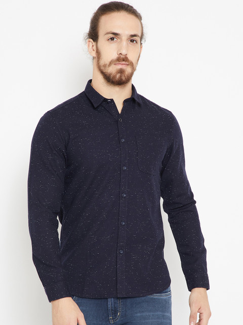 

Numero Uno Men Navy Blue Slim Fit Solid Casual Shirt