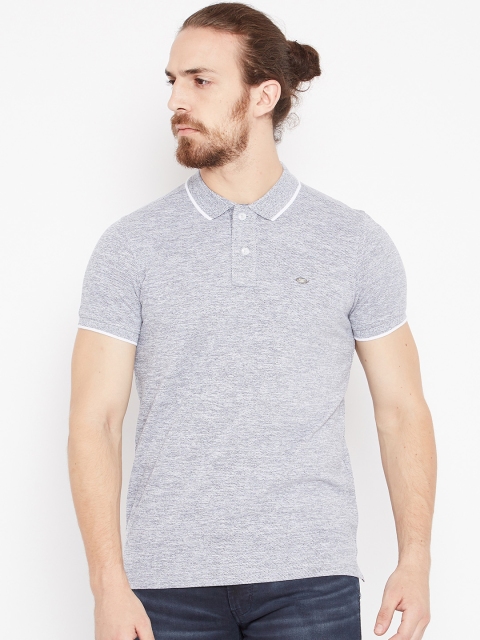 

Numero Uno Men Grey Melange Polo Collar T-shirt