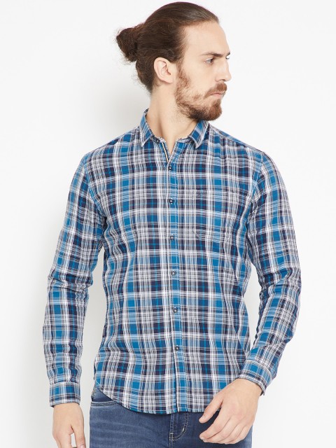 

Numero Uno Men Blue & White Slim Fit Checked Casual Shirt