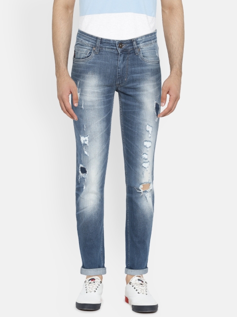 

Numero Uno Men Blue Martin Slim Fit Low-Rise Mildly Distressed Jeans