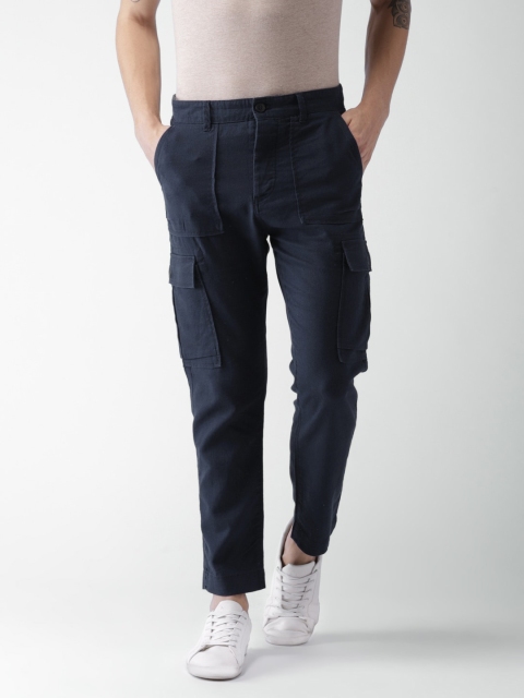 

Celio Men Navy Blue Straight Fit Solid Regular Linen Sustainable Trousers