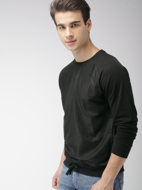 

Mast & Harbour Men Black Solid Sweatshirt