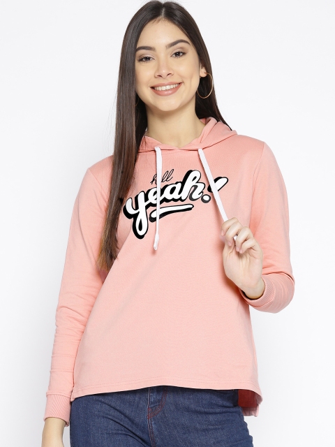 

Mast & Harbour Women Pink Printed Hooded Sweatshirt