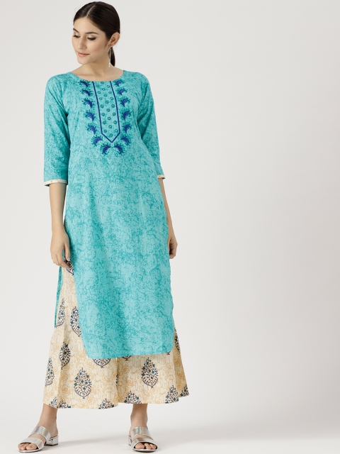 

Libas Women Blue & Beige Printed Kurta with Palazzos