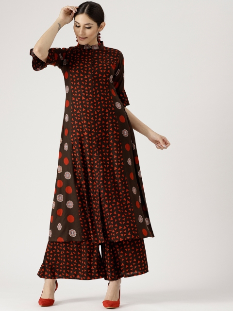 

Libas Women Brown & Red Printed Kurta with Palazzos