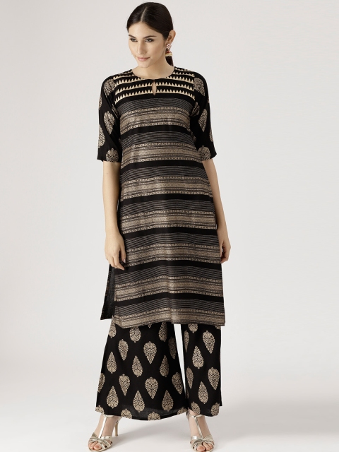 

Libas Women Black & Golden Printed Kurta with Palazzos