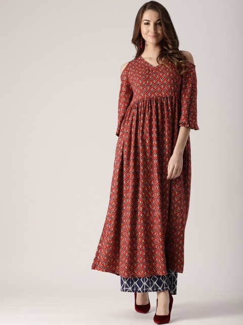 

Libas Women Red & Black Printed A-Line Kurta