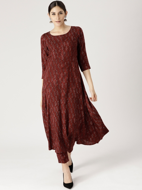 

Libas Women Maroon Printed Kurta with Trousers