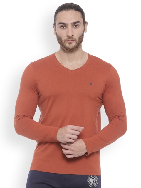 

Bitz Men Rust Red Solid Lounge T-Shirt EBA015