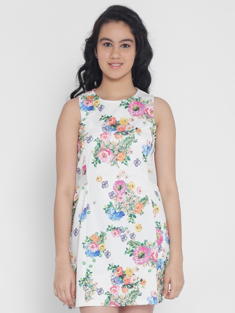 

Natilene Girls White Printed Sheath Dress