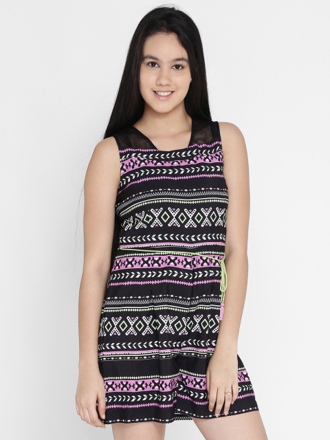 

Natilene Black Printed Playsuit