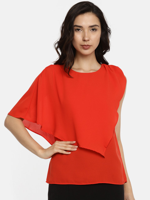 

Van Heusen Women Red Solid Layered Top